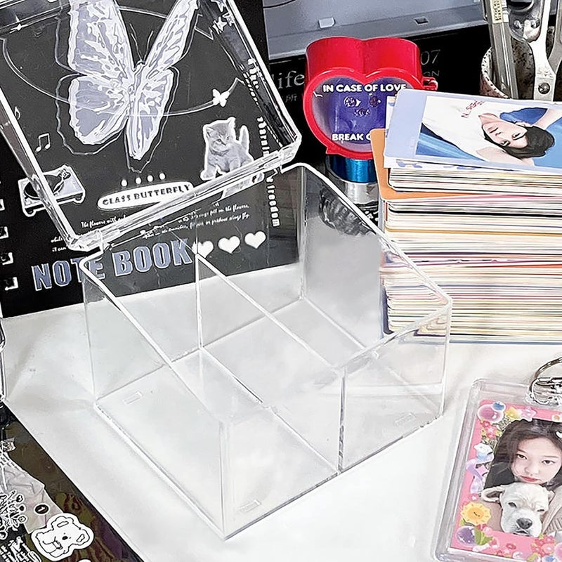 YAHUIPEIUS 1 PCS Photocard Storage Box Transparent Photo Card Storage Box Photocard Holder Collection Organizer (2 grids) - Image 2